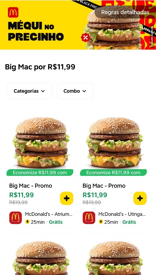 99 food promocao mac donalds