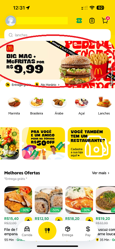 cupom de desconto 99 food