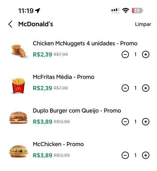 mc donalds black friday cupom de desconto 99 food