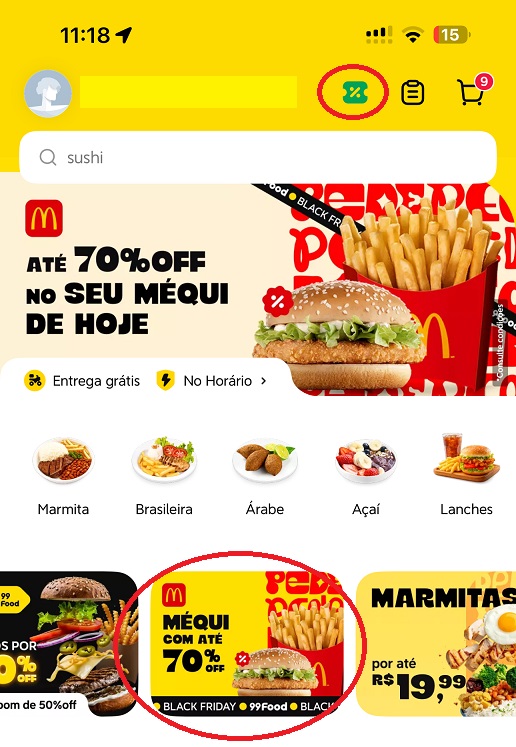 mc donalds cupom de desconto 99 food