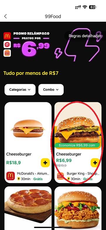 🍔 Promoção Relâmpago 99 Food: Pratos Deliciosos por Apenas R$6,99 + Ganhe R$40 de Desconto! promoção relampago 99 food